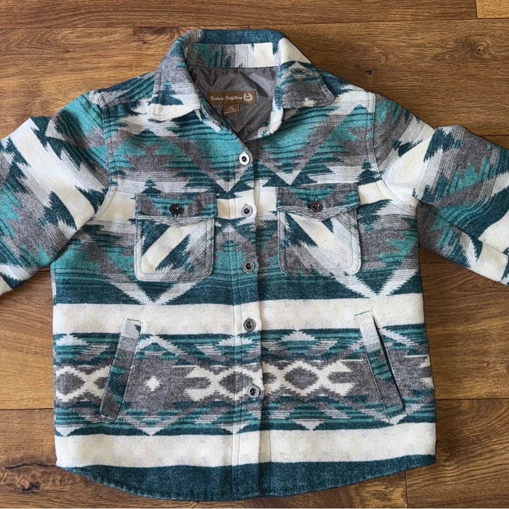 Size 7/8 kids Teal and White southern jacket - Picture 5 of 8